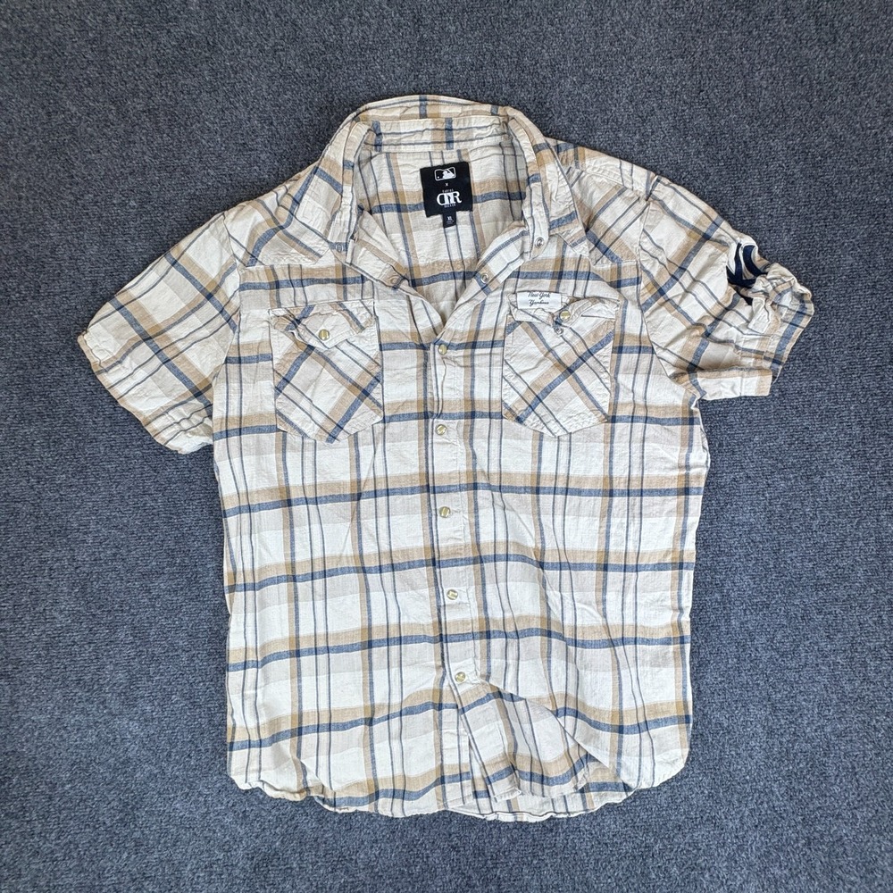 New York Yankees Darius Rucker XL Plaid Pearl Snap Western MLB Shirt